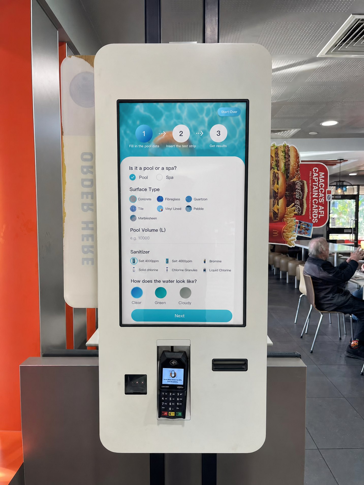 Large touchscreen water testing kiosk