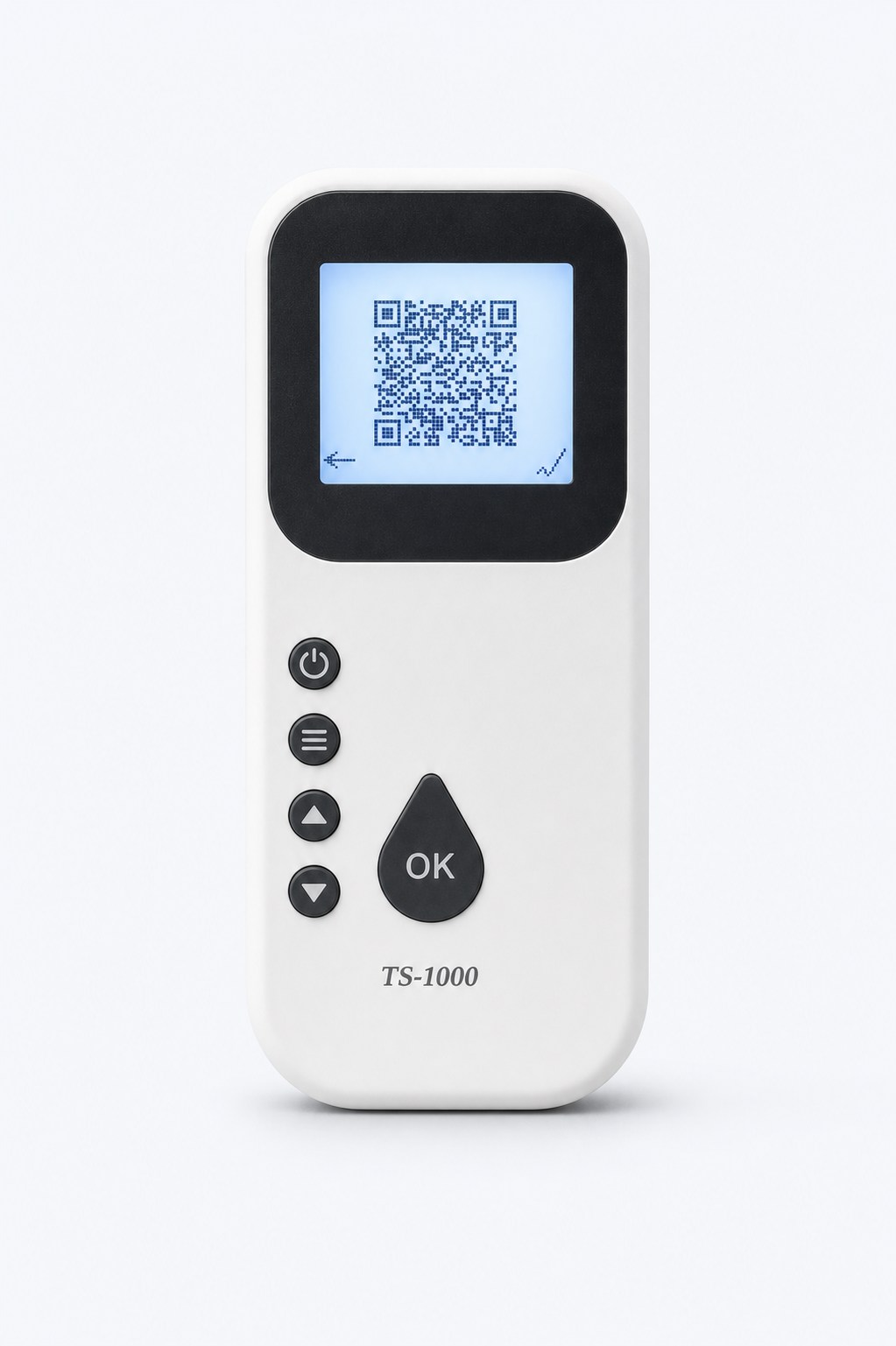 AquaCare water testing instrument displaying a QR code